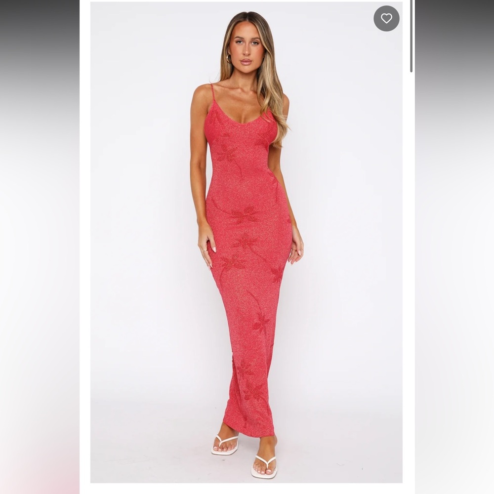 White Fox Boutique Coral Red Maxi Slip Dress